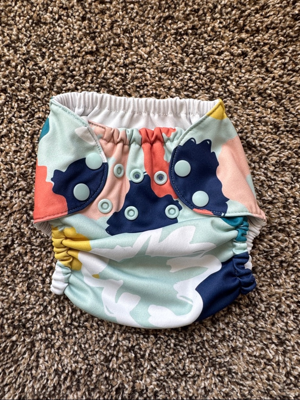 Esembly Adjustable Mint & Navy Patterned Baby Cloth Diaper Cover